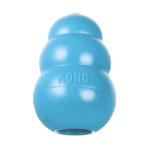 Blue egg-shaped KONG puppy chew toy