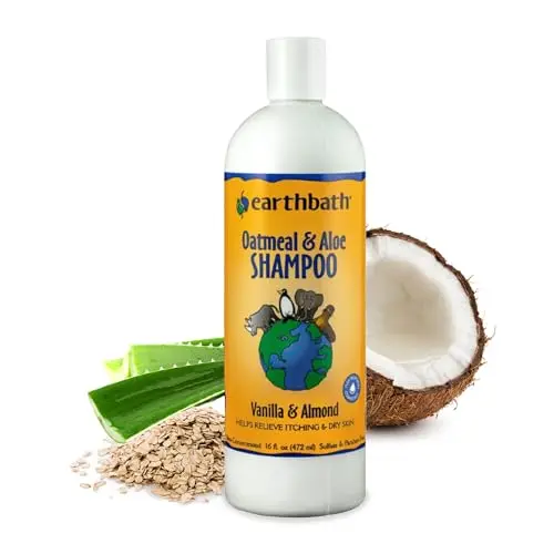 earthbath Oatmeal & Aloe Dog Shampoo bottle with vanilla almond scent