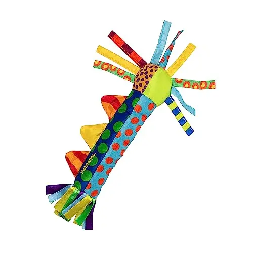 Pupstages colorful dinosaur-shaped teething stick with fringe