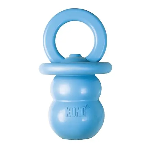 KONG Puppy Binkie blue pacifier-shaped dog toy for teething puppies