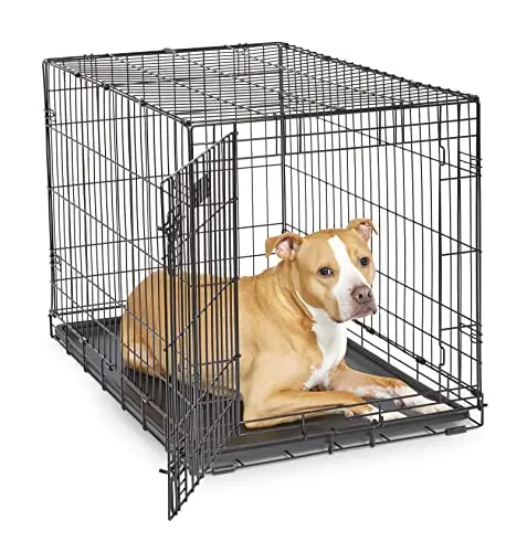 MidWest Homes for Pets 36 inch black folding metal dog crate with single door