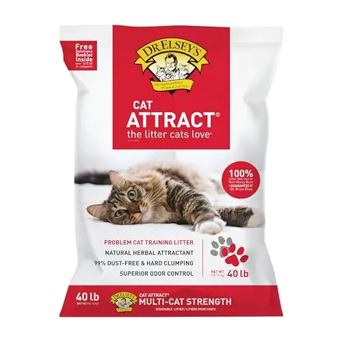 Dr. Elsey's cat litter bag featuring 99% dust-free and natural herbal attractant