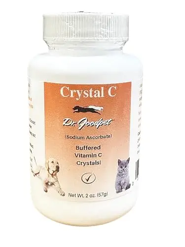 Dr. Goodpet Crystal-C vitamin C powder for dogs in a bottle