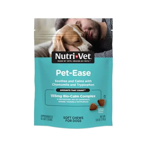 Nutri-Vet Pet-Ease soft calming chews for dogs with hickory smoke flavor