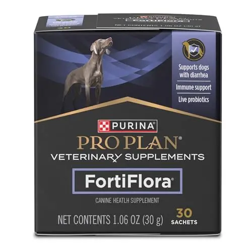 Purina Pro Plan FortiFlora probiotic powder box for dogs