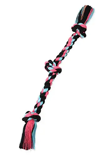 Mammoth brand multi-colored knotted cotton-poly rope tug toy for dogs