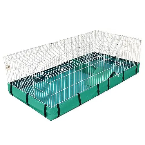MidWest Guinea Habitat Plus cage with a divider panel and blue bottom
