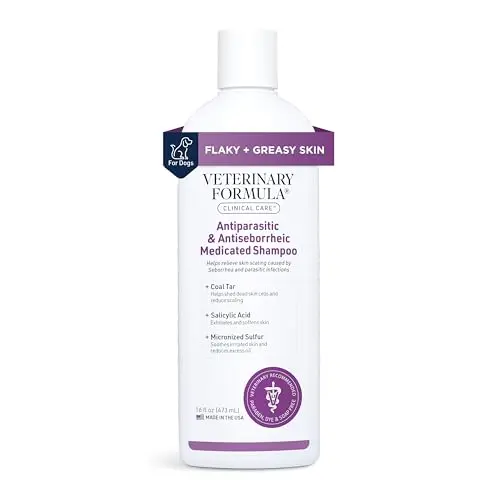 Veterinary Formula Clinical Care Antiparasitic & Antiseborrheic Medicated Dog Shampoo white bottle