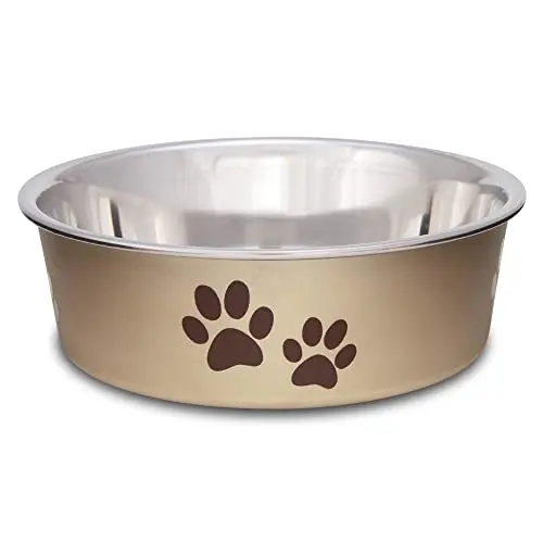 Loving Pets Bella Stainless Steel Dog Bowl with removable rubber base