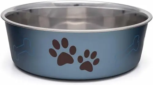 Loving Pets Bella stainless steel dog bowl with removable rubber base