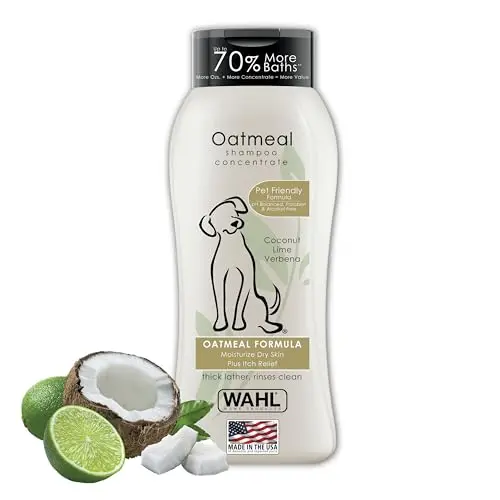Wahl USA Dry Skin & Itch Relief Pet Shampoo bottle with oatmeal formula