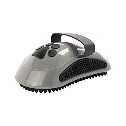FURminator green curry comb with rubber teeth and hand strap