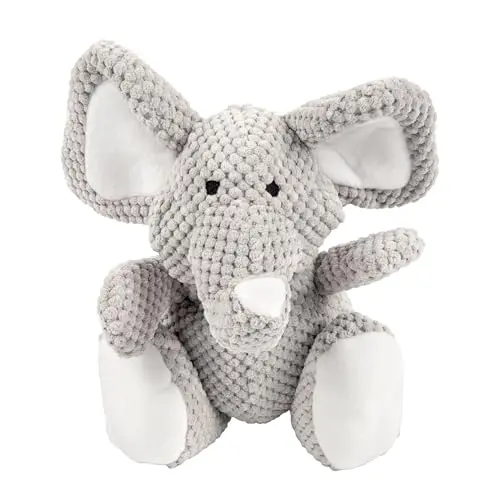 goDog checkered elephant plush dog toy with Chew Guard Technology