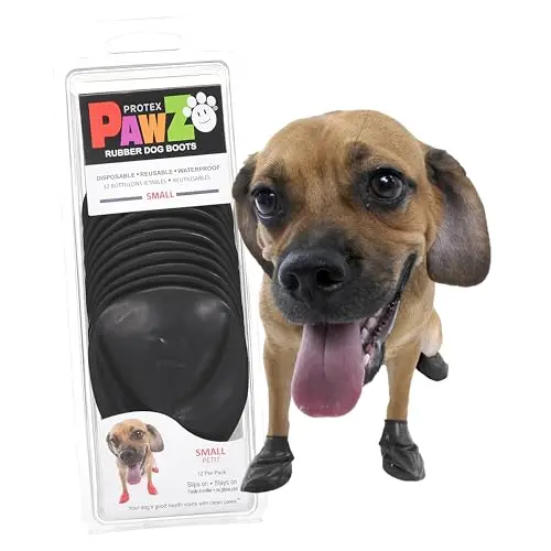PawZ black rubber dog booties, pack of 12