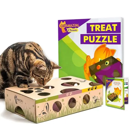 Cat Amazing Classic cardboard puzzle box for cats with multiple holes
