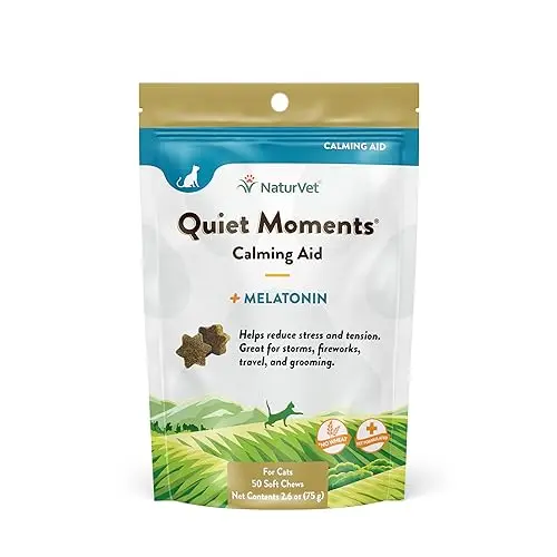NaturVet Quiet Moments Calming Aid Cat Supplement soft chews with melatonin