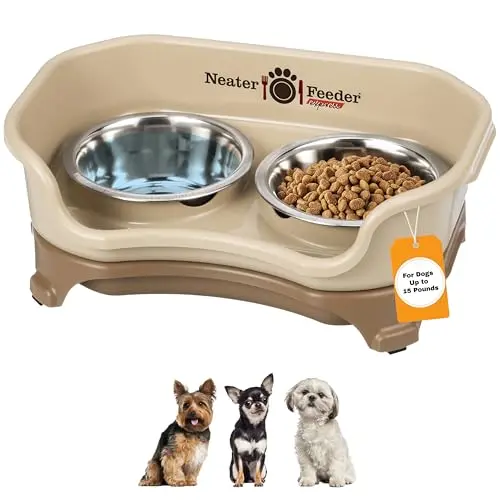 Neater Feeder Express elevated dog bowl stand with two stainless steel bowls
