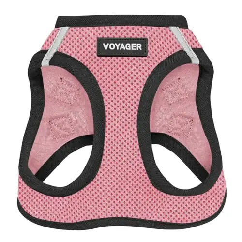 Best Pet Supplies mesh dog harness in pink and black trim for small dogs