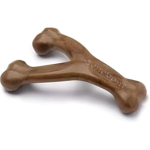 Benebone Wishbone chew toy in brown for small dogs