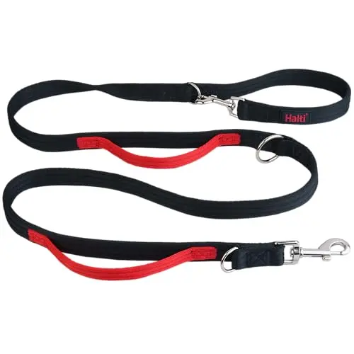 Halti Control Leash in black with two red handles and trigger clips