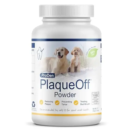 ProDen PlaqueOff powder in container for dog and cat oral care