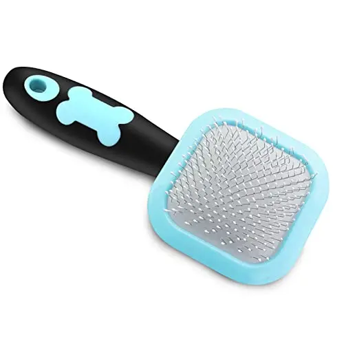 PETPAWJOY slicker brush with rotatable pins for dog grooming and massage
