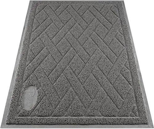 Gray Pawkin litter mat with a textured, soft mesh surface