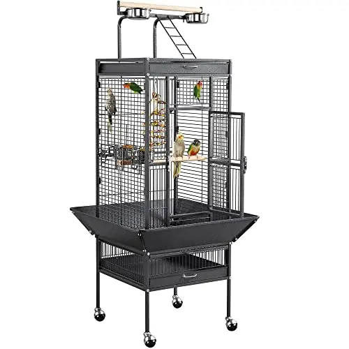 Yaheetech playtop bird cage with rolling stand and ladder for parrots
