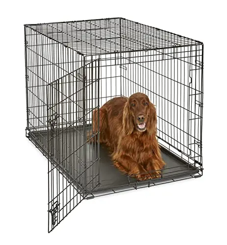 Midwest Homes for Pets New World black wire dog crate with a single door and removable tray.