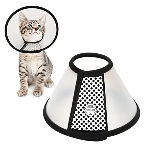 Depets adjustable black plastic Elizabethan collar for cats