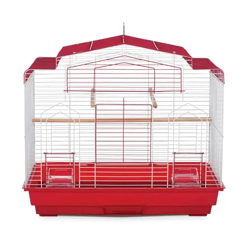 Prevue Pet Products red and white barn-style standing bird cage