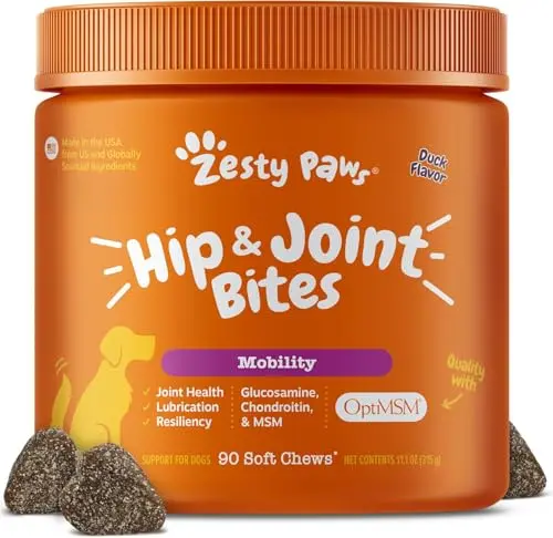 Zesty Paws duck flavored hip and joint soft chews for dogs