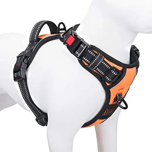 PHOEPET no-pull dog harness with back handle and reflective strips for small dogs