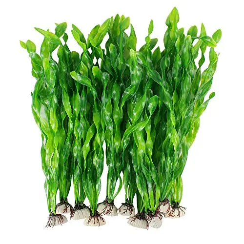 MYLIFEUNIT 10-pack of long, green artificial seaweed plants for aquariums