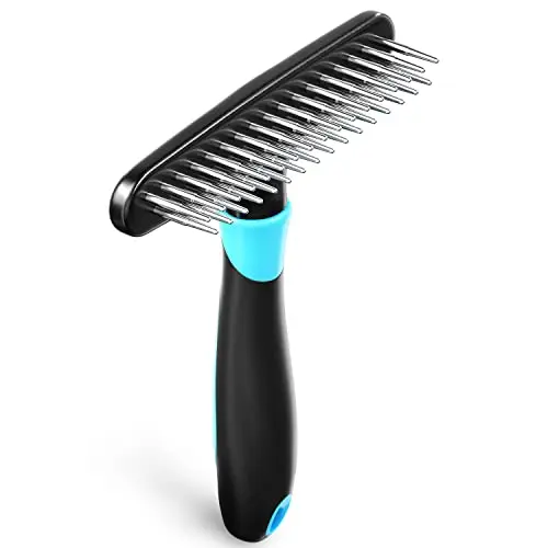 DOGI blue undercoat rake for dogs with double row stainless steel pins