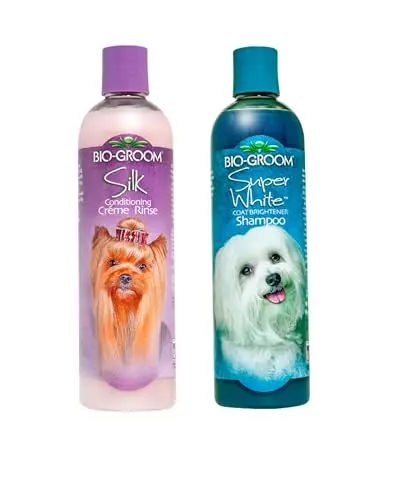 Bio-Groom Dog Shampoo and Conditioner Set, Whitening Shampoo and Silk Creme Rinse