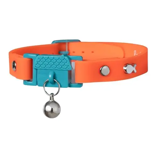 KITTYRAMA tangerine silicone cat collar with breakaway clasp and bell