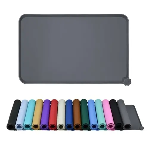 Waterproof pet food mat with high raised edges in various sizes