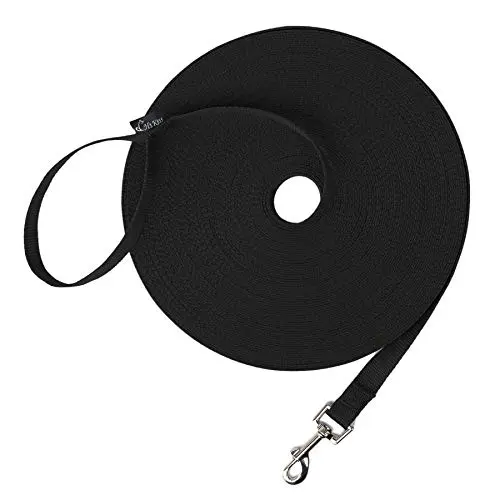 Hi Kiss 30-foot long black nylon dog training leash