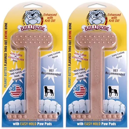 Bullibone nylon dog chew toy with peanut butter flavor for extra large dogs