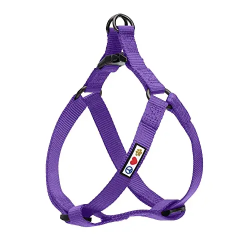 Pawtitas solid color step-in dog harness in purple