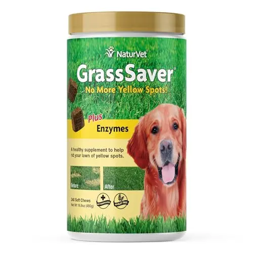 NaturVet GrassSaver soft chew supplement for dogs in a jar