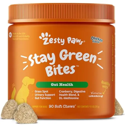 Zesty Paws Stay Green Bites soft chew supplement jar for dogs