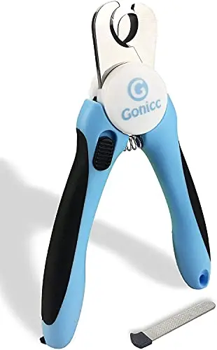 gonicc professional dog nail clipper with safety guard and built-in nail file