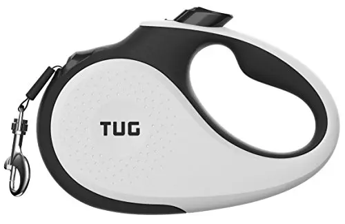 TUG retractable dog leash with 16-foot tape and one-handed brake for medium dogs