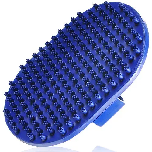 Pets&Goods rubber grooming brush with soft bristles and hand loop