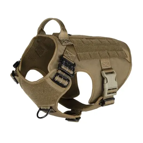 ICEFANG tactical dog harness in brown with metal buckles