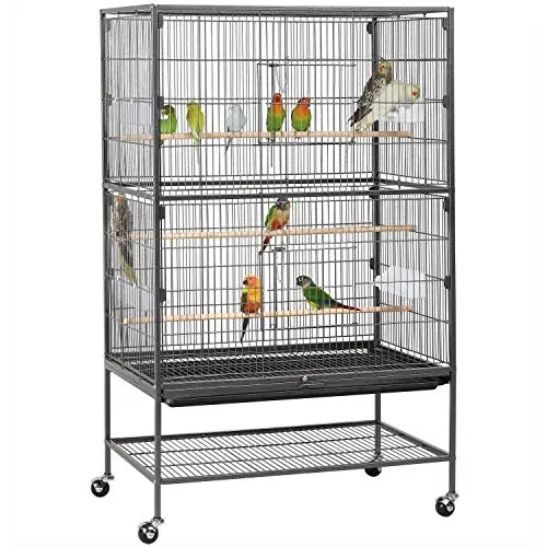 Yaheetech wide black bird cage on a stand with large front doors