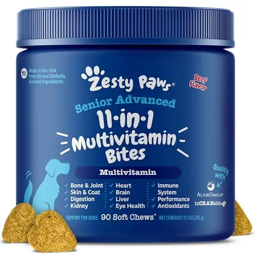 Zesty Paws senior dog multivitamin chews for overall health