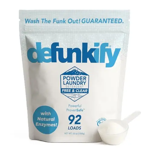 Defunkify Unscented Enzyme Laundry Detergent powder in a tub
